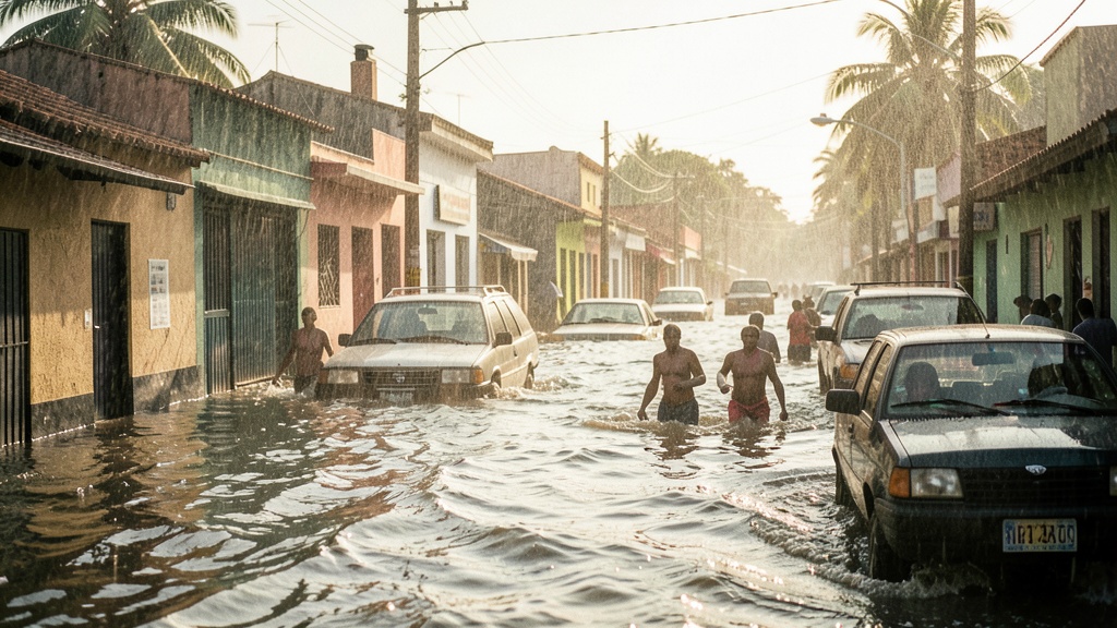 Río Balao se desborda por lluvias intensas e inunda sectores de Naranjito