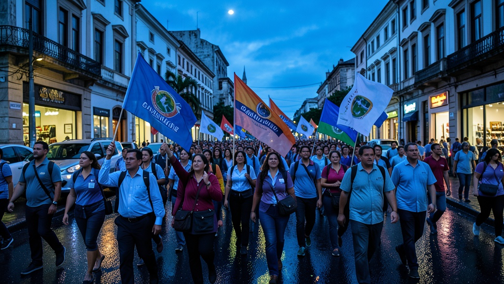 Docentes del Guayas protestan en San Francisco por seguridad y ante el Fenómeno del Niño