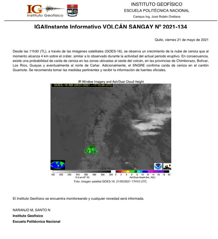 Volcán activo: Secretaría de Gestión de Riesgos advierte caída de ceniza en Guayas