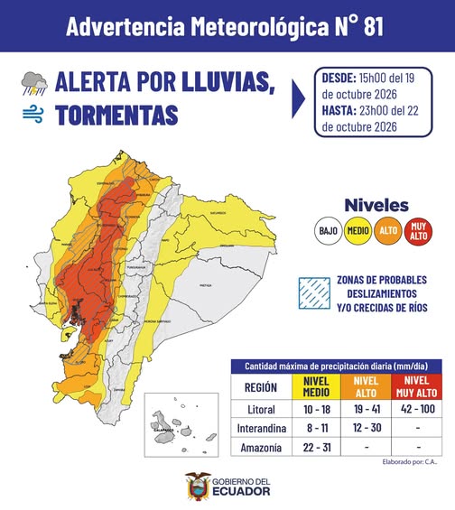 Lluvias y tormentas afectarán al Litoral entre el 19 y el 22 de octubre