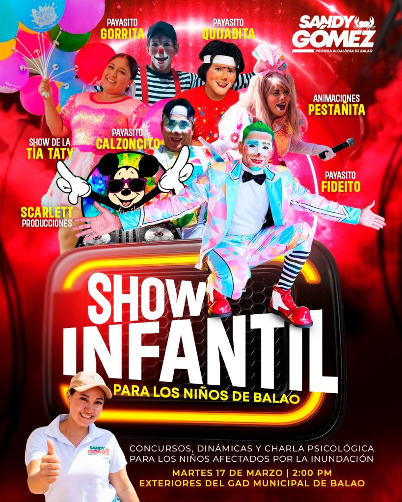 Municipio de Balao ofrece show infantil para niños afectados por inundaciones