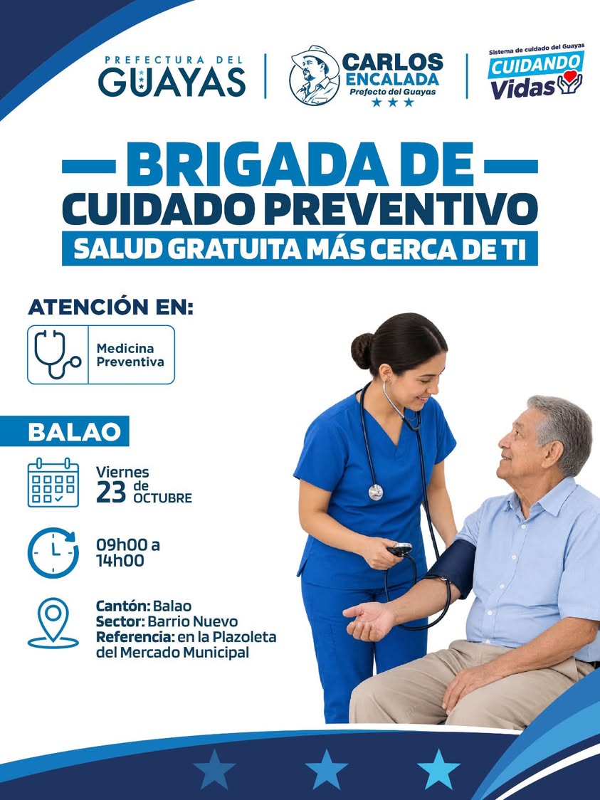 Brigada de salud gratuita atiende a vecinos en el Mercado Municipal de Balao