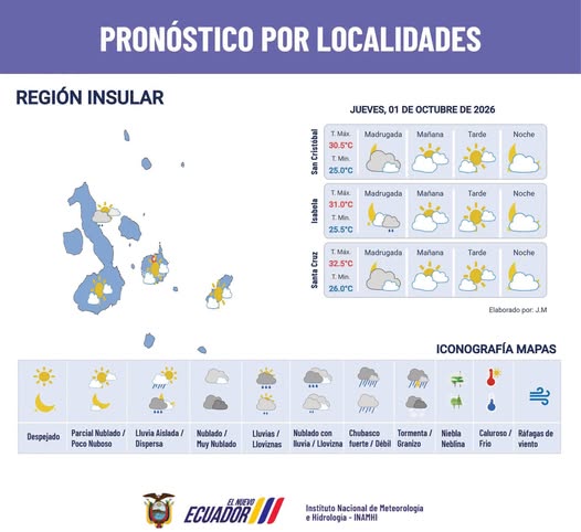 Pronóstico del tiempo para Balao y otras localidades el jueves 1 de octubre